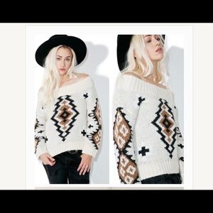 NWT-Moon River X Free People Aztec Sweater